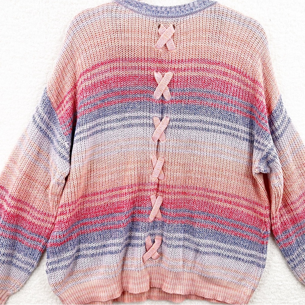 MM by My Michelle Multicolor V neck Lightweight Crisscrossed Back Sweater 2XL - Picture 6 of 10